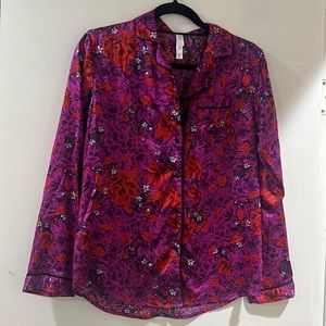 Gilligan O Malley Floral Silk Pajama Top